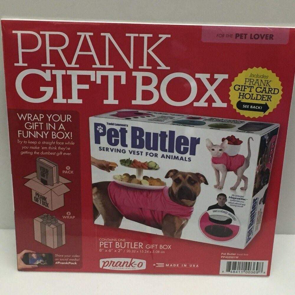 Prank Gift Box Pet Butler Serving Vest Small Wrap Real Funny Joke Fake Gag Card